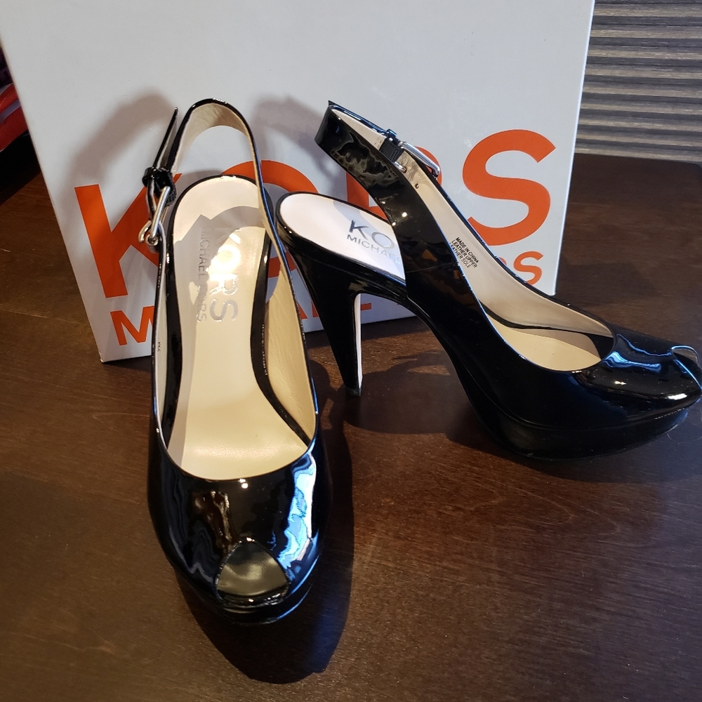 Michael Kors Black Patent Sling Back Heels